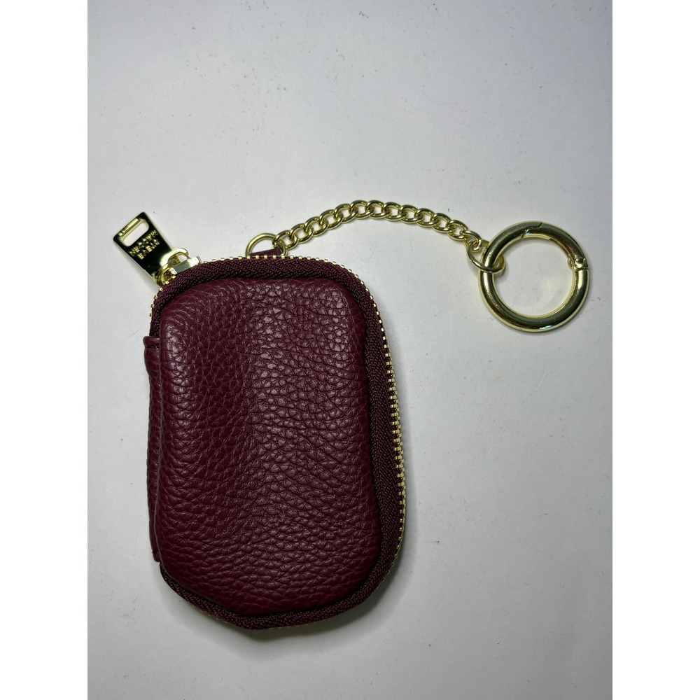 Steve Madden Earbud Keychain Charm Carrying Case Deep Red Gold Zipper